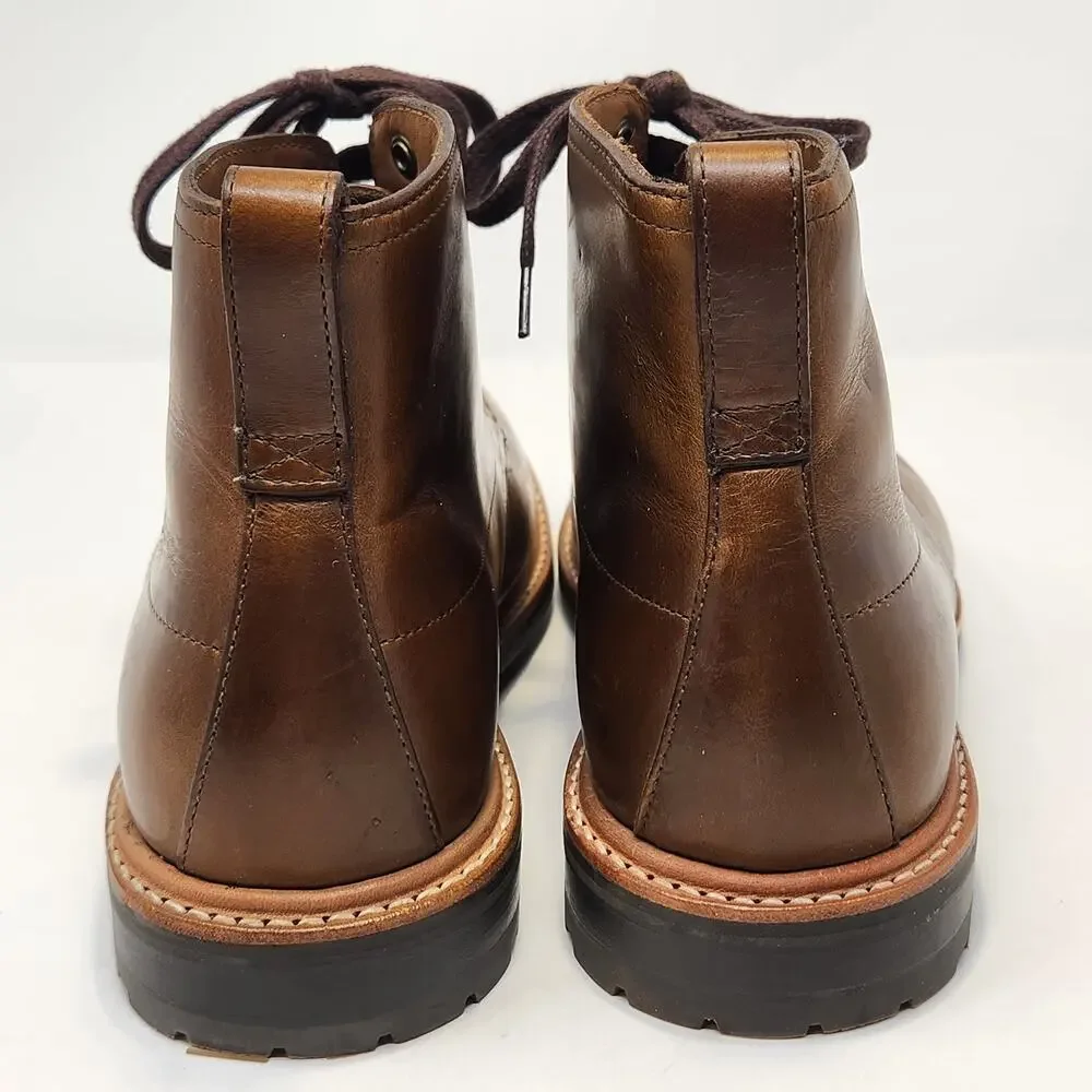 J Crew Kenton Pacer Brown Leather Carpenter Boots Men Size 8.5 Lace Up Ankle